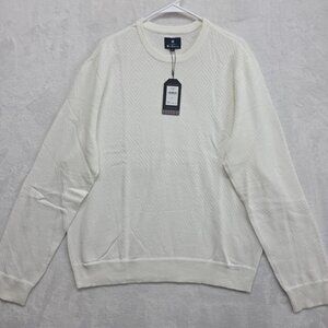 Ben Sherman Mens Ivory White Diamond Honeycomb Knit Sweater Sz XXL 2XL NWT